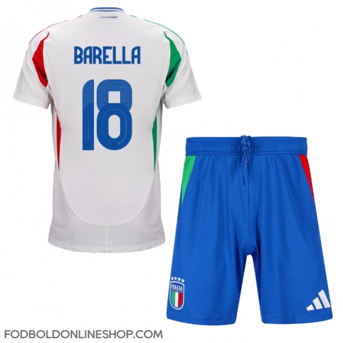 Italien Nicolo Barella #18 Udebane Trøje Børn EM 2024 Kortærmet (+ Korte bukser)